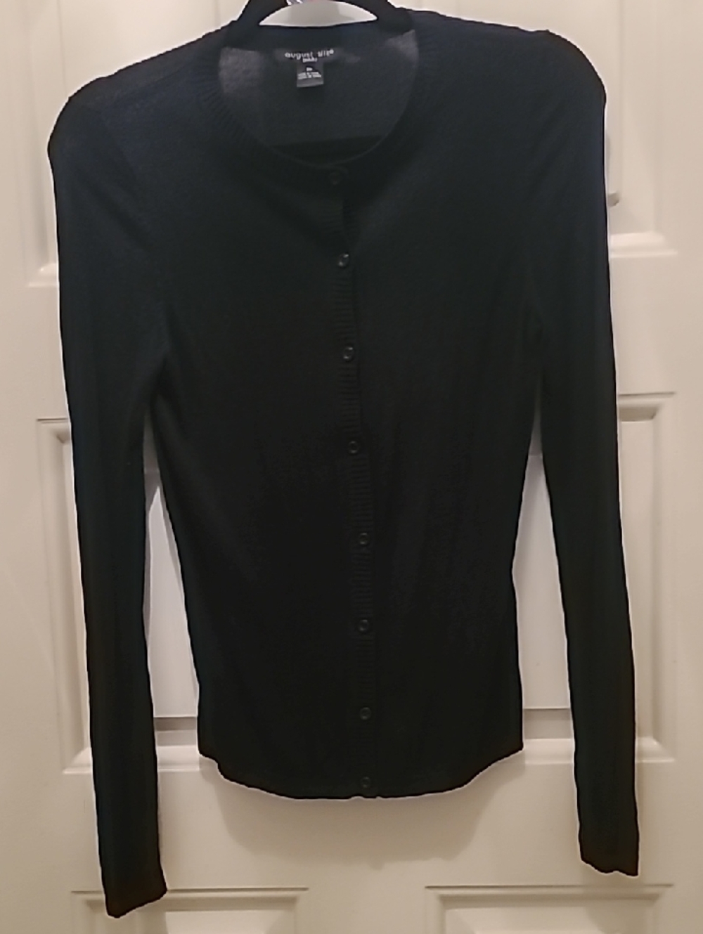 93 August Silk Black Lightweight Button-Down Cardigan